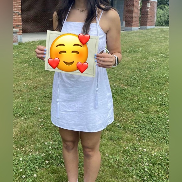 Aerie Linen Blend Mini Dress White Adjustable Strap Lined Side cutout - Picture 11 of 14